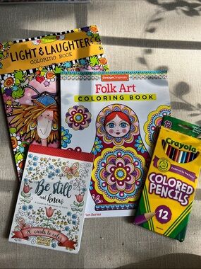 Crayola Colored Pencils with 3 Adult Coloring Books- Bundle. Almost New!